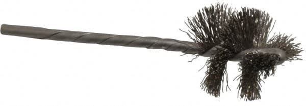 Osborn - 1" Diam Helical Stainless Steel Tube Brush - 0.008" Filament Diam, 1" Brush Length, 3-1/2" OAL, 1/8" Diam Shank - Benchmark Tooling