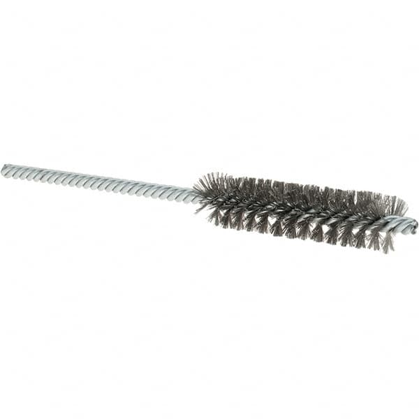 Osborn - 1/2" Diam Helical Steel Tube Brush - Double Spiral, 0.004" Filament Diam, 2" Brush Length, 5" OAL, 0.187" Diam Shank - Benchmark Tooling