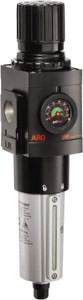 ARO/Ingersoll-Rand - 1" NPT Port Heavy Duty 1 Piece Filter/Regulator FRL Unit - Metal Bowl, 250 SCFM, 250 Max psi, 14.689" High x 4.091" Long, Automatic Drain - Benchmark Tooling