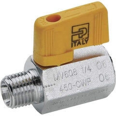 Parker - 1/2" Pipe, Brass Miniature Ball Valve - Male x Female Ends, Wedge Handle - Benchmark Tooling