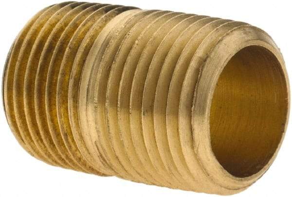 Parker - 3/8 Male Thread, Brass Industrial Pipe Close Nipple - MNPTF, 1,000 psi - Benchmark Tooling