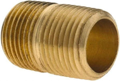 Parker - 3/8 Male Thread, Brass Industrial Pipe Close Nipple - MNPTF, 1,000 psi - Benchmark Tooling