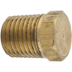 Parker - 1/4 Male Thread, Brass Industrial Pipe Hex Head Plug - MNPTF, 1,000 psi - Benchmark Tooling
