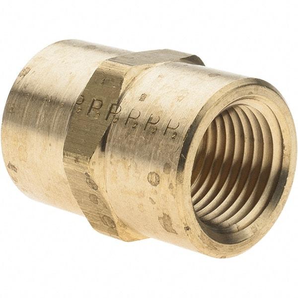 Parker - 1/2 Female Thread, Brass Industrial Pipe Coupling - FNPTF, 1,000 psi - Benchmark Tooling
