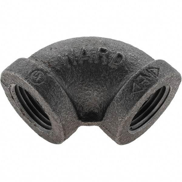 Value Collection - Size 1/2", Class 150, Malleable Iron Black Pipe 90° Elbow - 150 psi, Threaded End Connection - Benchmark Tooling