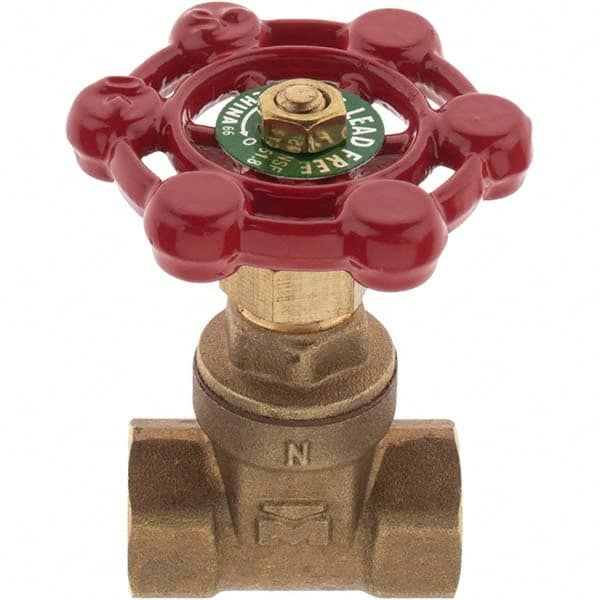 Value Collection - 1/4" Pipe, FNPT x FNPT Bronze Solid Wedge Gate Valve - 200 WOG, 125 WSP, For Use with Plumbing Application - Benchmark Tooling