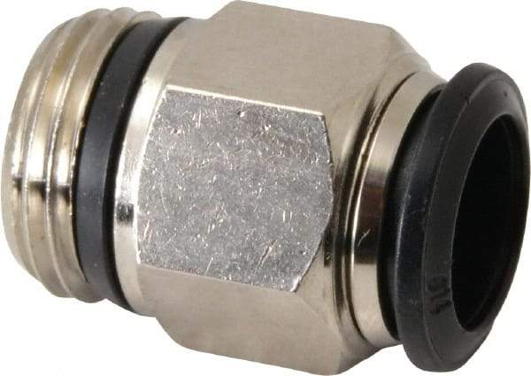Alpha Technologies - 14mm Outside Diam, 1/2 Universal, Nickel Plated Brass Push-to-Connect Tube Male Connector - 250 Max psi, Tube to Universal Thread Connection, Buna O-Ring - Benchmark Tooling