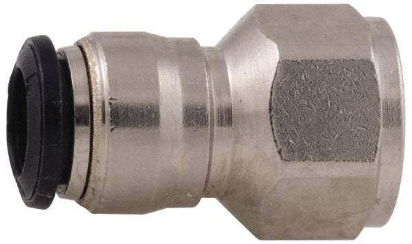 Alpha Technologies - 3mm Outside Diam, M5 Metric, Nickel Plated Brass Push-to-Connect Tube Female Connector - 250 Max psi, Tube to Female BSPP Connection, Buna O-Ring - Benchmark Tooling