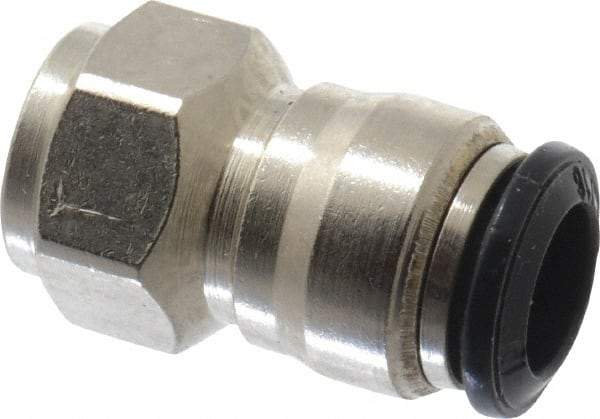 Alpha Technologies - 8mm Outside Diam, 1/8 BSPP, Nickel Plated Brass Push-to-Connect Tube Female Connector - 250 Max psi, Tube to Female BSPP Connection, Buna O-Ring - Benchmark Tooling