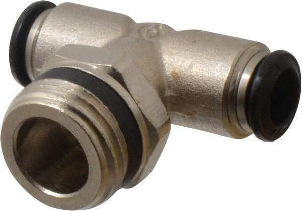 Alpha Technologies - 8mm Outside Diam, 1/2 Universal, Nickel Plated Brass Push-to-Connect Tube Male Swivel Branch Tee - 250 Max psi, Tube to Universal Thread Connection, Buna O-Ring - Benchmark Tooling