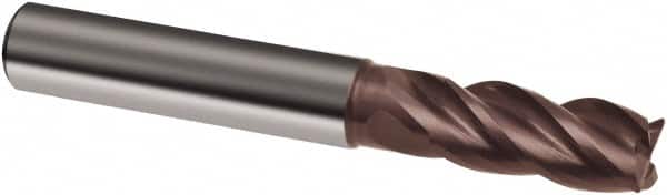 Guhring - 5/8", 3" LOC, 5/8" Shank Diam, 6" OAL, 4 Flute, Solid Carbide Square End Mill - Single End, Nano-A Finish, Spiral Flute, 36/38° Helix, Centercutting, Right Hand Cut, Right Hand Flute, Series 4259 - Benchmark Tooling