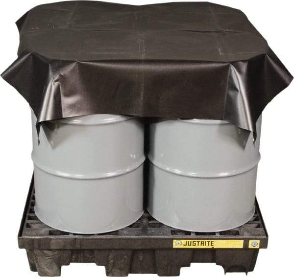 Justrite - 144" Long x 120" Wide Vinyl Tarp & Dust Cover - Black, Grommet - Benchmark Tooling