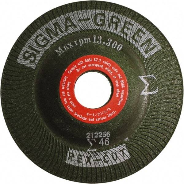 Rex Cut Product - 46 Grit, 4-1/2" Wheel Diam, 7/8" Arbor Hole, Type 27 Depressed Center Wheel - Zirconia Alumina/Aluminum Oxide Blend - Benchmark Tooling