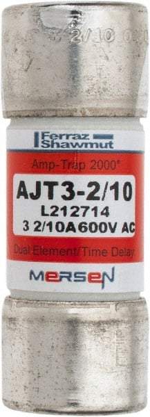 Ferraz Shawmut - 500 VDC, 600 VAC, 3.2 Amp, Time Delay General Purpose Fuse - Clip Mount, 2-1/4" OAL, 100 at DC, 200 at AC, 300 (Self-Certified) kA Rating, 13/16" Diam - Benchmark Tooling