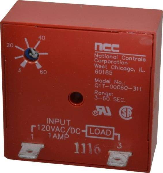 NCC - 2 Pin, Time Delay Relay - 1 at Resistive or Inductive Load Contact Amp, 120 VAC/VDC, On Board Trimpot - Benchmark Tooling