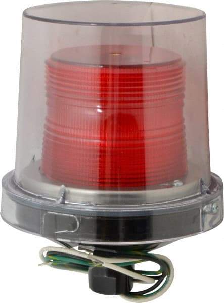 Federal Signal Corp - 120 VAC, 4X NEMA Rated, Strobe Tube, Red, Strobe Light - 80 Flashes per min, 1/2 Inch Pipe, 5-1/2 Inch Diameter, 7-1/4 Inch High, IP66 Ingress Rating, Pipe Mount - Benchmark Tooling