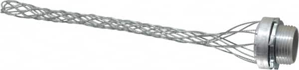 Hubbell Wiring Device-Kellems - 13.7 to 18.5mm Capacity, Dust-tight, Straight Strain Relief Cord Grip - 3/4 NPT Thread, 6-1/2" Long, Aluminum - Benchmark Tooling