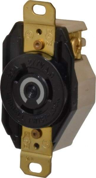 Hubbell Wiring Device-Kellems - 277 VAC, 20 Amp, L7-20R NEMA, Self Grounding Receptacle - 2 Poles, 3 Wire, Female End, Black - Benchmark Tooling