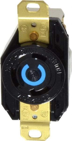 Hubbell Wiring Device-Kellems - 250 VAC, 30 Amp, L6-30R NEMA, Self Grounding Receptacle - 2 Poles, 3 Wire, Female End, Black - Benchmark Tooling