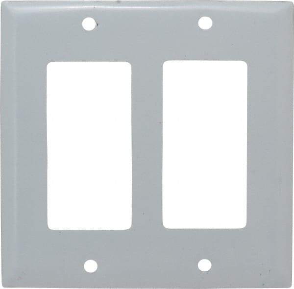 Hubbell Wiring Device-Kellems - 2 Gang, 4-1/2 Inch Long x 4.6 Inch Wide, Standard Outlet Wall Plate - GFCI/Surge Receptacle, Metallic, Stainless Steel - Benchmark Tooling