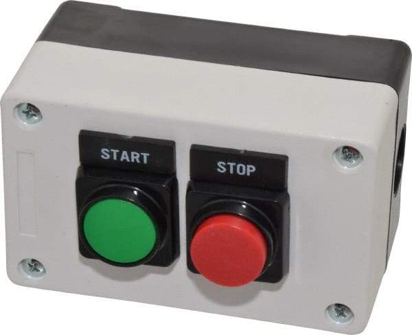 ACI - 2 Operator, Flush Pushbutton Control Station - Start-Stop (Legend), 1NO/1NC Contact - Benchmark Tooling
