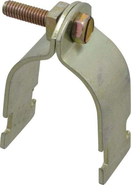 Thomas & Betts - 1-1/2" Pipe, 12 Gauge" Pipe or Conduit Clamp - Gold Galvanized, Rigid & IMC Conduit - Benchmark Tooling