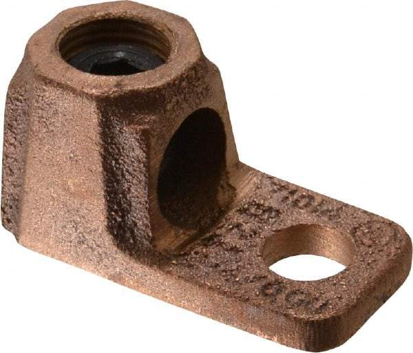 Thomas & Betts - 2-4/0 AWG Noninsulated Crimp Connection D Shaped Ring Terminal - 3/8" Stud, 1-7/8" OAL x 15/16" Wide, Copper Contact - Benchmark Tooling