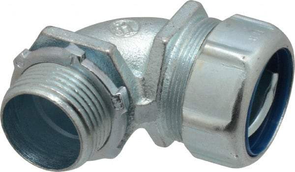 Thomas & Betts - 1" Trade, Malleable Iron Threaded Angled Liquidtight Conduit Connector - Noninsulated - Benchmark Tooling