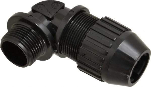 Thomas & Betts - 0.66 to 0.78" Cable Capacity, Liquidtight, Elbow Strain Relief Cord Grip - 3/4 Thread, Nylon - Benchmark Tooling