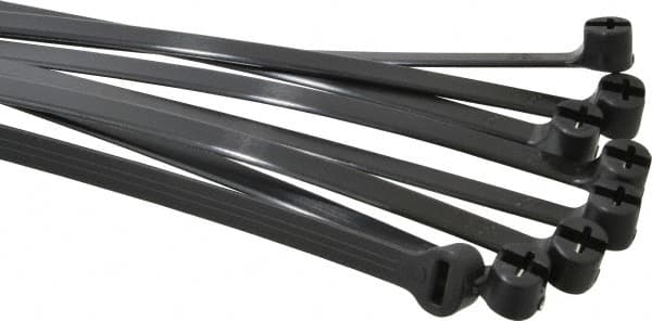 Thomas & Betts - 8-3/4" Long Black Nylon Standard Cable Tie - 120 Lb Tensile Strength, 1.27mm Thick, 50.8mm Max Bundle Diam - Benchmark Tooling