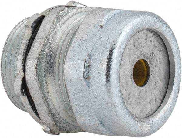 O-Z/Gedney - 0.2 to 0.3" Cable Capacity, Liquidtight, Straight Strain Relief Cord Grip - 5/8 NPT Thread, 1-1/4" Long, Iron - Benchmark Tooling