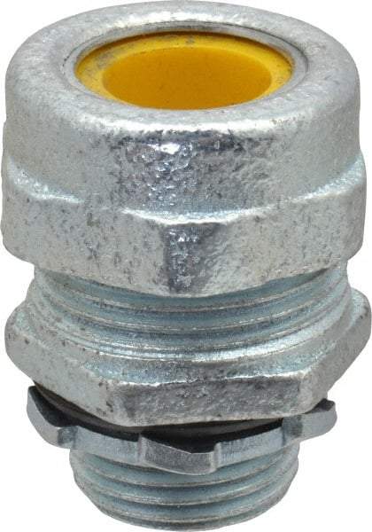 O-Z/Gedney - 0.455 to 0.555" Cable Capacity, Liquidtight, Straight Strain Relief Cord Grip - 1/2 NPT Thread, 1-3/16" Long, Iron - Benchmark Tooling