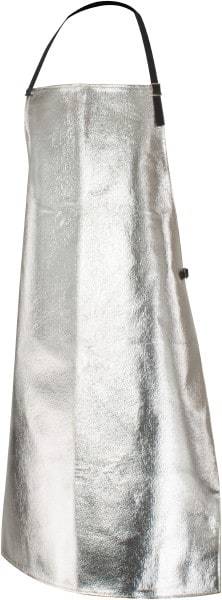 PRO-SAFE - 24 x 39" Aluminized Bib Apron - Aluminized Blended Kevlar, 19 oz Material, Silver & Yellow - Benchmark Tooling