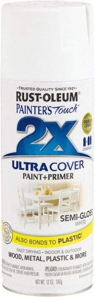Rust-Oleum - White, Semi Gloss, Enamel Spray Paint - 8 Sq Ft per Can, 12 oz Container, Use on Multipurpose - Benchmark Tooling