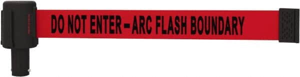 Banner Stakes - 6.61" High x 15' Long x 2-1/2" Wide Retractable Barrier Belt - Plastic & Polyester, Matte Finish, Red, Use with Banner Stakes Plus Stanchion, Banner Stakes Plus Base - Benchmark Tooling