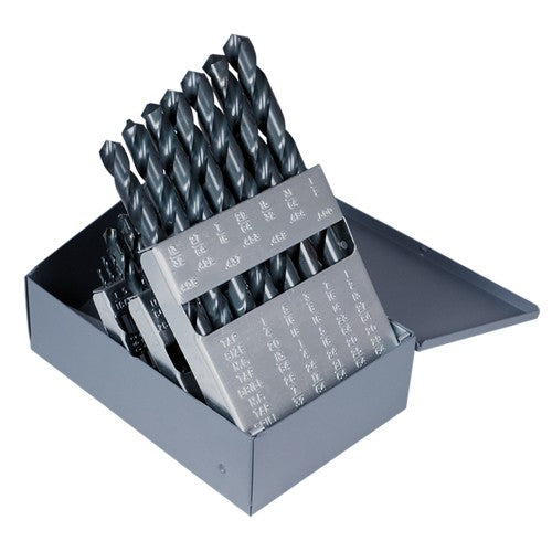 1/16-1/2 RHS / RHC HSS 118 Degree Radial Point CLE-MAX™ Jobber Length Drill Set - Steam Oxide - Exact Industrial Supply