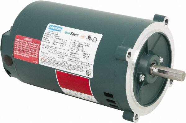 Leeson - 1/3 Max hp, 1,800 Max RPM, Premium Efficient Electric AC DC Motor - 230/460 V Input, Three Phase, S56C Frame, C-Face Mount, ODP Enclosure - Benchmark Tooling
