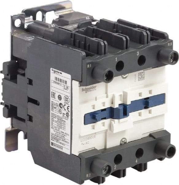 Schneider Electric - 4 Pole, 120 Coil VAC at 50/60 Hz, 125 Amp at 440 VAC, Nonreversible IEC Contactor - Bureau Veritas, CCC, CSA, CSA C22.2 No. 14, DNV, EN/IEC 60947-4-1, EN/IEC 60947-5-1, GL, GOST, LROS, RINA, RoHS Compliant, UL 508, UL Listed - Benchmark Tooling
