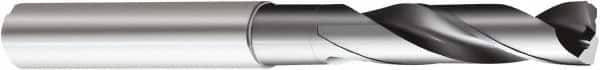 Sandvik Coromant - 7/32" 150° Spiral Flute Solid Carbide Screw Machine Drill Bit - Multilayer TiAlN Finish, Right Hand Cut, 1.1024" Flute Length, 2.5984" OAL, Standard Point, Straight Shank, Through Coolant - Benchmark Tooling