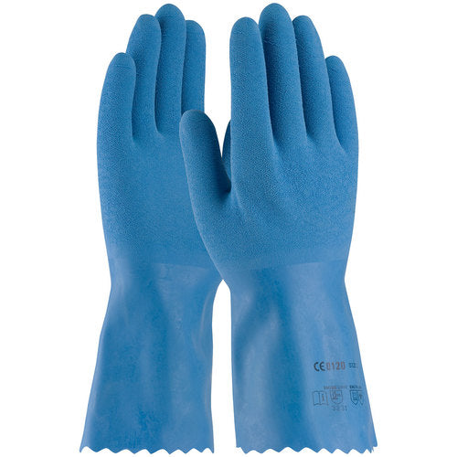 55-1635/L Coated Supported Gloves - Assurance - Latex Coating with Nylon Liner - Blue Latex Crinkle Grip - Exact Industrial Supply