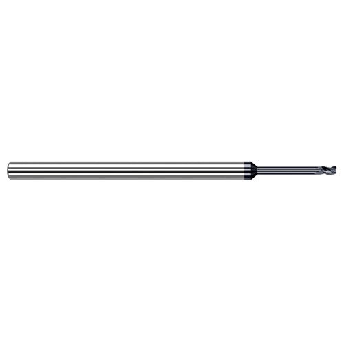 Variable Helix End Mills for Medium Alloy Steels - 0.0450″ Cutter Diameter × 0.0050″ Radius × 0.0680″ Length of Cut × 0.2250″ Reach Carbide Corner Radius End Mill for Medium Alloy Steels, 3 Flutes, AlTiN Coated - Exact Industrial Supply