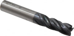 Accupro - 3/8", 4 Flute, Single End, Solid Carbide, Corner Chamfer End Mill - 2-1/2" OAL, Right Hand Flute, 1" LOC, Right Hand Cut - Benchmark Tooling