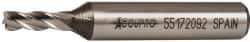 Accupro - 3/16", 1/2" LOC, 3/8" Shank Diam, 2-3/8" OAL, 4 Flute, Powdered Metal Square End Mill - Single End, Uncoated, Spiral Flute, 30° Helix, Centercutting, Right Hand Cut, Right Hand Flute - Benchmark Tooling