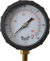 Winters - 4" Dial, 1/4 Thread, 0-60 Scale Range, Pressure Gauge - Lower Connection Mount, Accurate to 1% of Scale - Benchmark Tooling