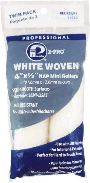 Premier Paint Roller - 1/2" Nap, 4" Wide Paint Mini Roller Covers - Semi-Rough Texture, Woven - Benchmark Tooling