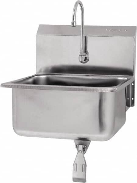 SANI-LAV - 19" Long x 16" Wide Inside, 1 Compartment, Grade 304 Stainless Steel Hands Free Hand Sink - 18 Gauge, 21" Long x 20" Wide x 24" High Outside, 10" Deep - Benchmark Tooling
