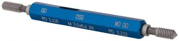 OSG - M3.5x0.6, Class 6H, Double End Plug Thread Go/No Go Gage - High Speed Steel, Handle Included - Benchmark Tooling