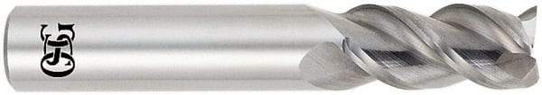 OSG - 5/16", 13/16" LOC, 5/16" Shank Diam, 2-1/2" OAL, 3 Flute, Solid Carbide Square End Mill - Single End, Uncoated, Spiral Flute, 45° Helix, Centercutting, Right Hand Cut, Right Hand Flute, Series 445 - Benchmark Tooling