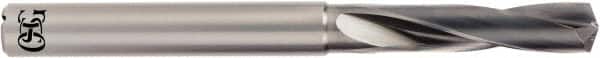 OSG - 1/4" 140° Spiral Flute Solid Carbide Screw Machine Drill Bit - WXS Finish, Right Hand Cut, 33mm Flute Length, 83mm OAL, Standard Point, Straight Shank, Through Coolant - Benchmark Tooling
