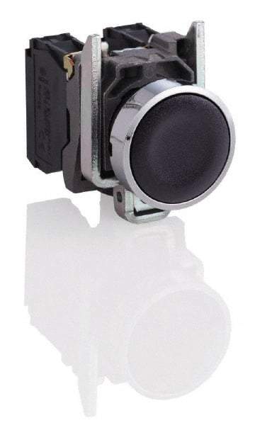 Square D - 0.87 Inch Mount Hole, Flush, Pushbutton Switch Only - Round, Black Pushbutton, Nonilluminated, Momentary (MO), Shock and Vibration Resistant - Benchmark Tooling